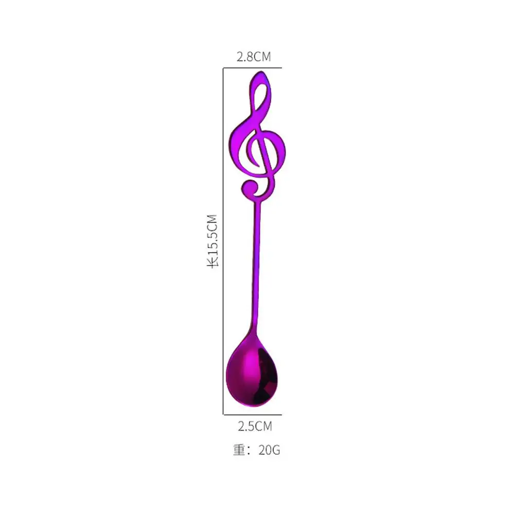 purple Нержавеющая сталь милая в форме музыкальной ноты кофейная чайная смешивающая ложка длинная ручка молоко десерт чайные ложки для помешивания посуда чайная ложка - Цвет: purple