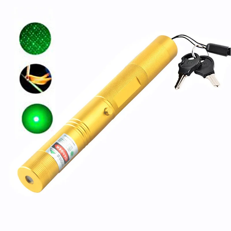 

Laser 303 High Power 532NM Green Laser Pointer Pen Adjustable Focus Burning Match Single Point Starry 2 in 1 Lazer + Safe Key