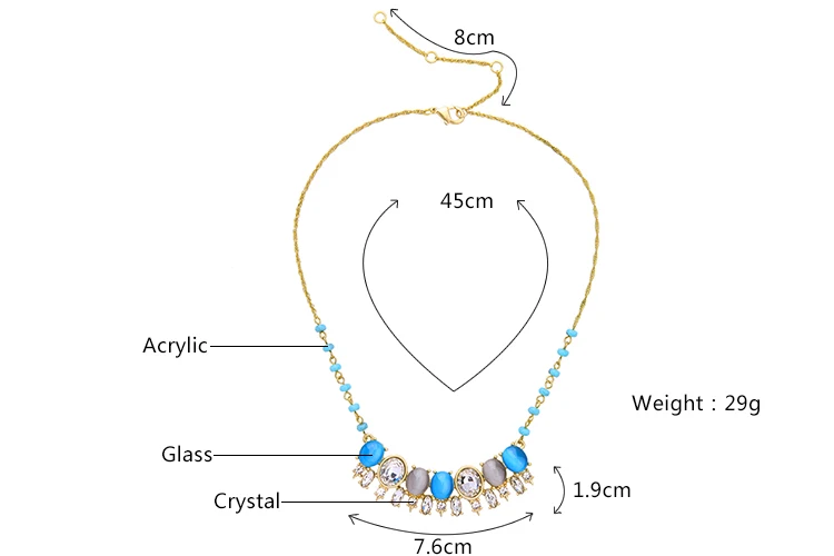 Bulk Price Fall 2016 Launch New Arrival Blue Crystal Necklace Women Chic Jewelry Alloy Cheaper Charm Fashionable Bijoux | Украшения и