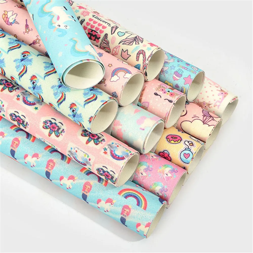 20*34 см Единорог Русалка блеск искусственная кожа DIY одежды нотлук сумки украшения