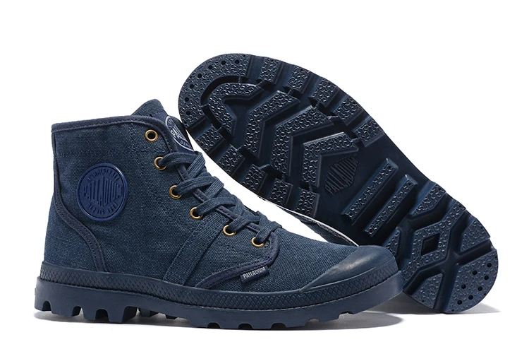 PALLADIUM Pampa Hi 52352, ковбойские синие кроссовки, удобные высококачественные ботильоны на шнуровке, парусиновая мужская повседневная обувь, размеры 39-45 - Цвет: Blue