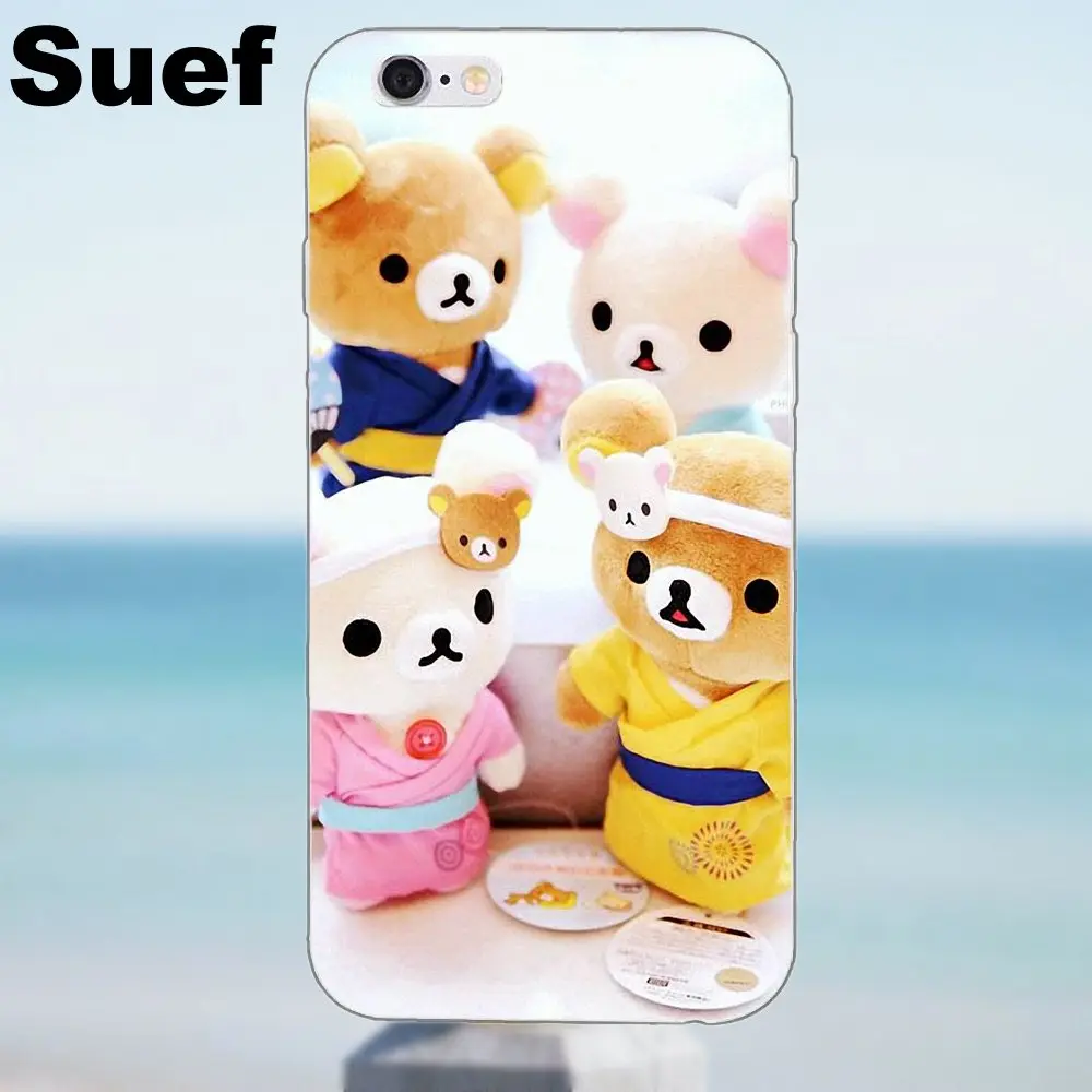 Новые милые мягкие чехлы с медведем Rilakkuma для iPhone X 4 4S 5 5S 5C SE 6 6S 7 8 Plus Samsung Galaxy A3 A5 J1 J3