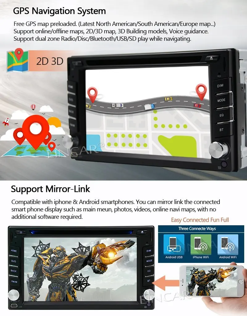 6 2 &quotАвтомобильный dvd плеер Android 0 Автомобильный Радио стерео в тире din