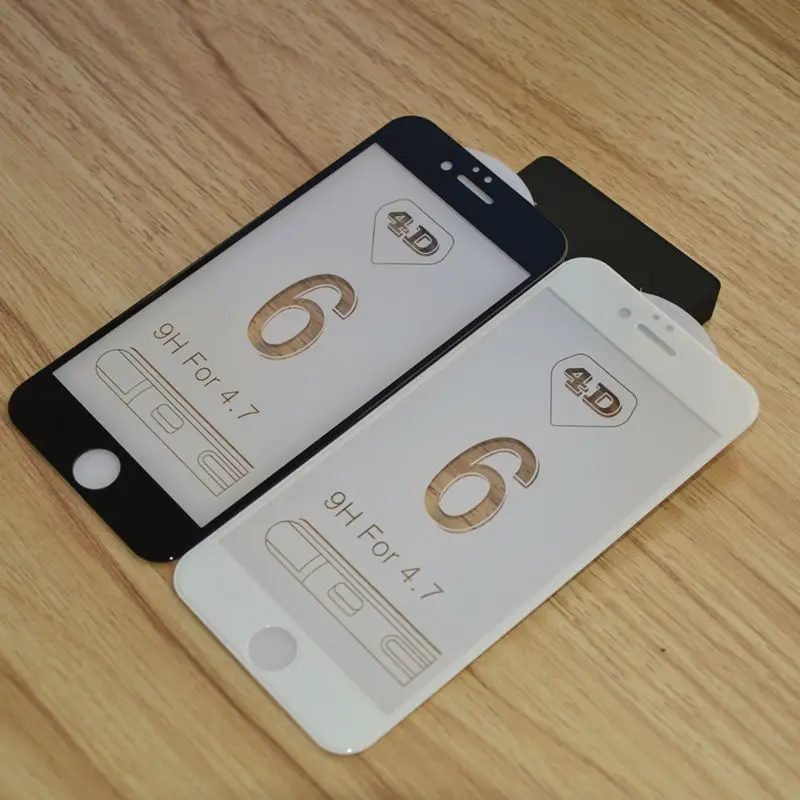 Закаленное стекло 4D с закругленными краями и полным покрытием для iPhone 6 6S защита