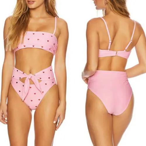 Сексуальный женский комплект бикини с принтом Love бандажный бюстгальтер пуш-ап