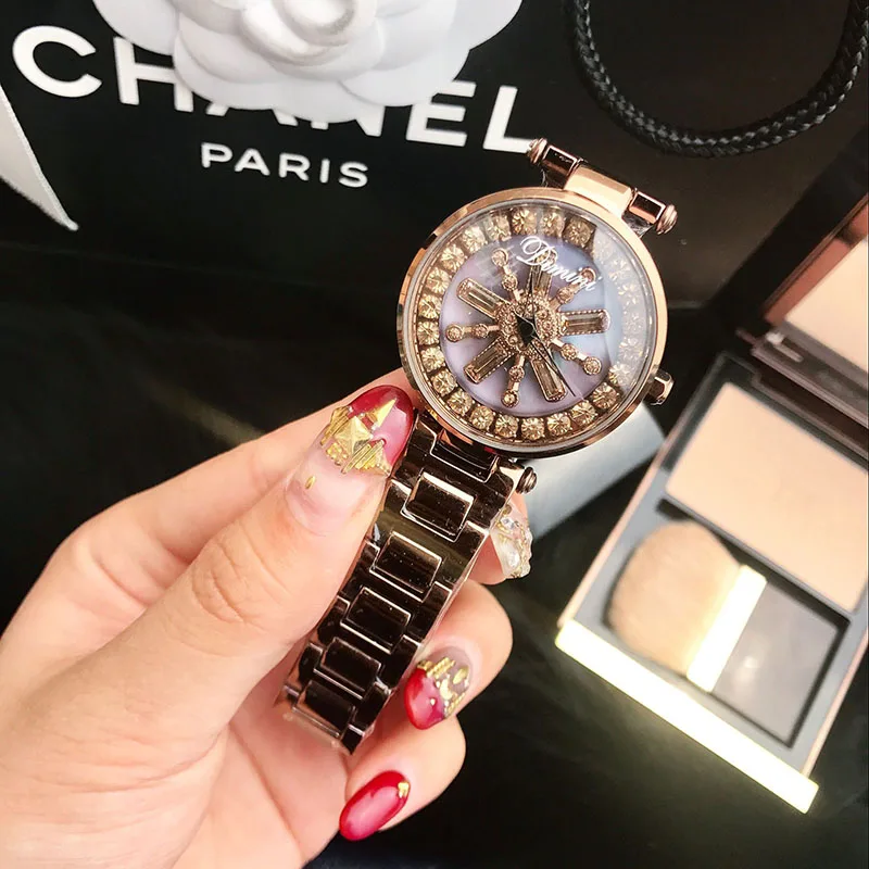 Часы наручные стразы женские из нержавеющей стали роскошные Брендовые с