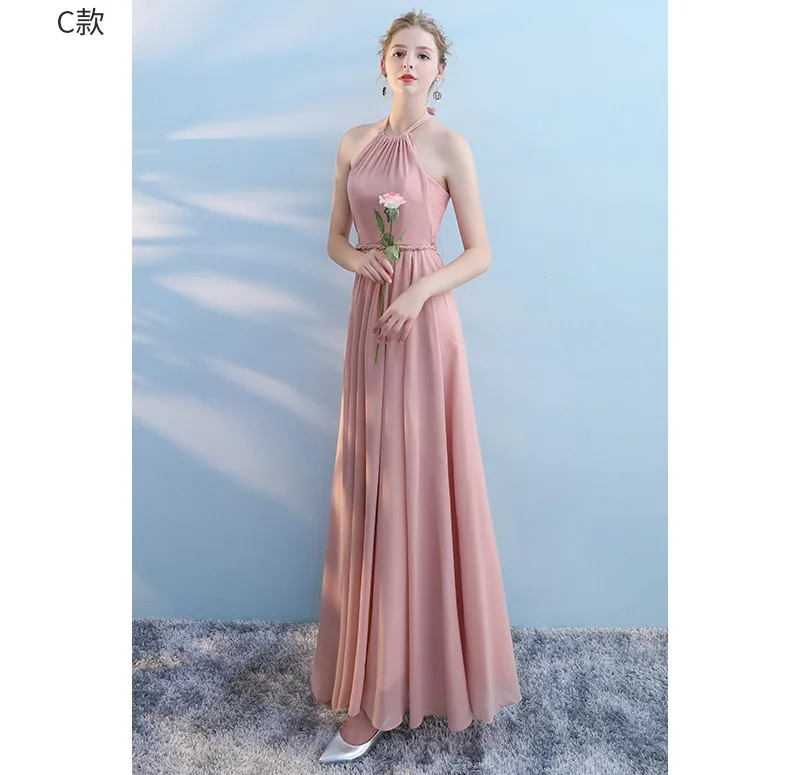 Robe De Soriee Новое плотное розовое платье подружки невесты длинное на тонких