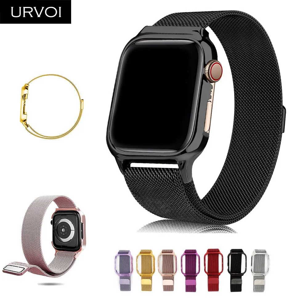 URVOI Миланская петля для Apple Watch band Series 4 ремешок для iwatch Магнитная Пряжка из нержавеющей стали с защитой корпуса ПК