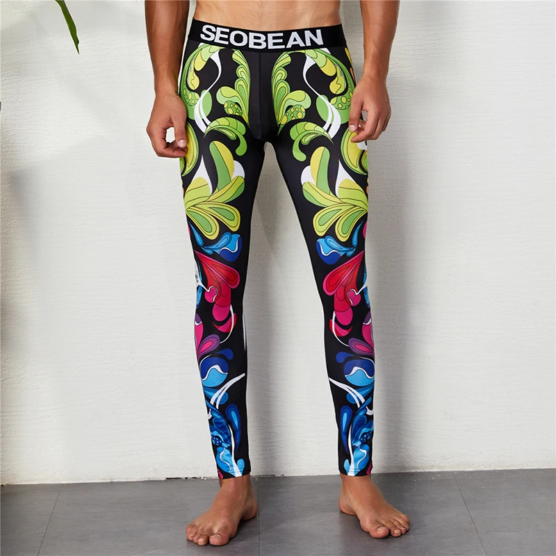 Elastic Leggings Men Compression Pants Printed Running Tights Training Sports Pantalon De Compresion Hombre Leggins Hombre XL