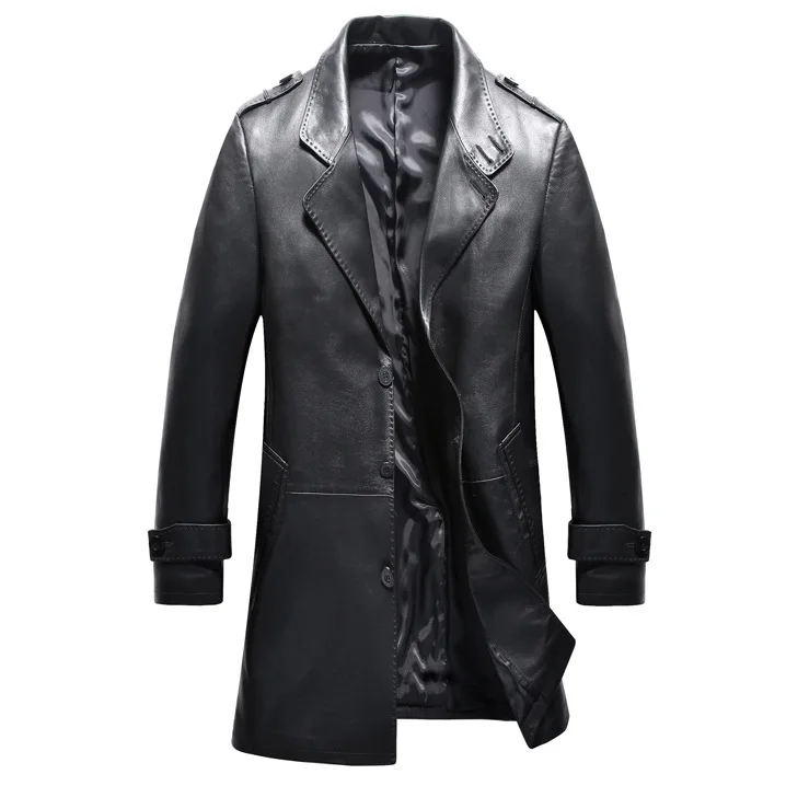 Мужской Тренч из 100% натуральной овчины кожаная куртка Новинка осени 2018|coat men|jacket