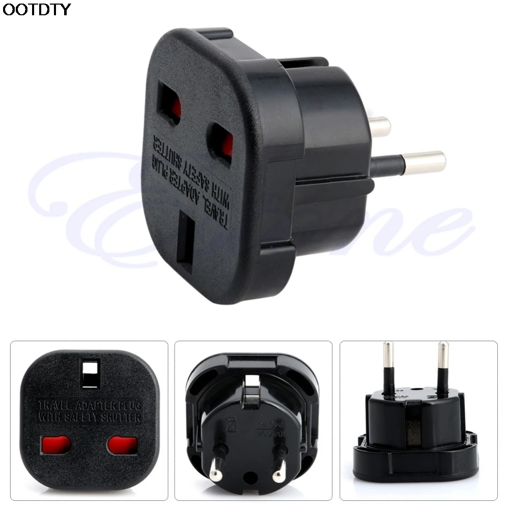 1pcs New UK to EU 2 Pin Euro Europe AC Travel Power Adaptor Plug Socket Adapter Convertor - L060 hot | Электроника