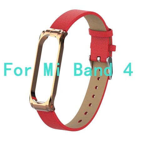Red For Band 4 Кожаный ремешок mi Band 4 для Xiaomi mi Band 4 mi band 4 умный Браслет Анти-потеря спортивный браслет mi Band 3 ремешок умные аксессуары - Цвет: Red For Band 4