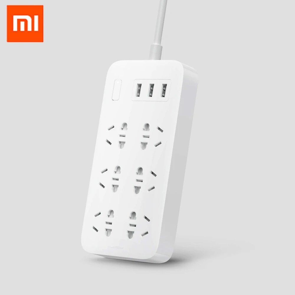Xiaomi Mi Мощность розеток 1,8 м с 3 портами(стандарт 5V 2.1A быстрой зарядки удлинитель 6 розеток с предохранителем и универсальным питанием-от источника переменного или двери