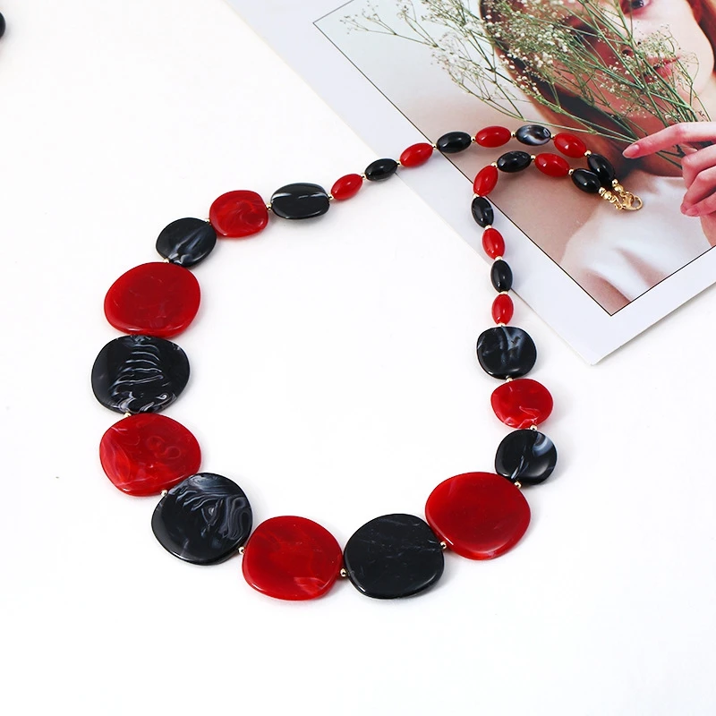 New Maxi Statement Long Beads Necklaces Collier Fashion Acrylic Geometric Pendant Collar Necklace for Women | Украшения и