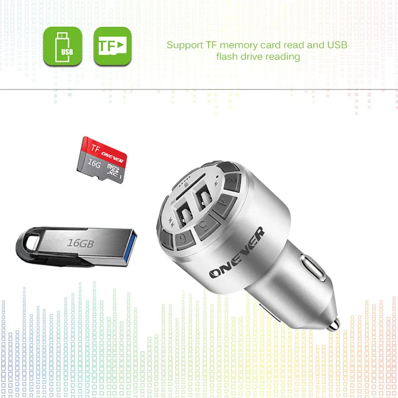 Автомобильный FM трансмиттер Onever Bluetooth MP3 плеер модулятор 3 1 А двойное зарядное