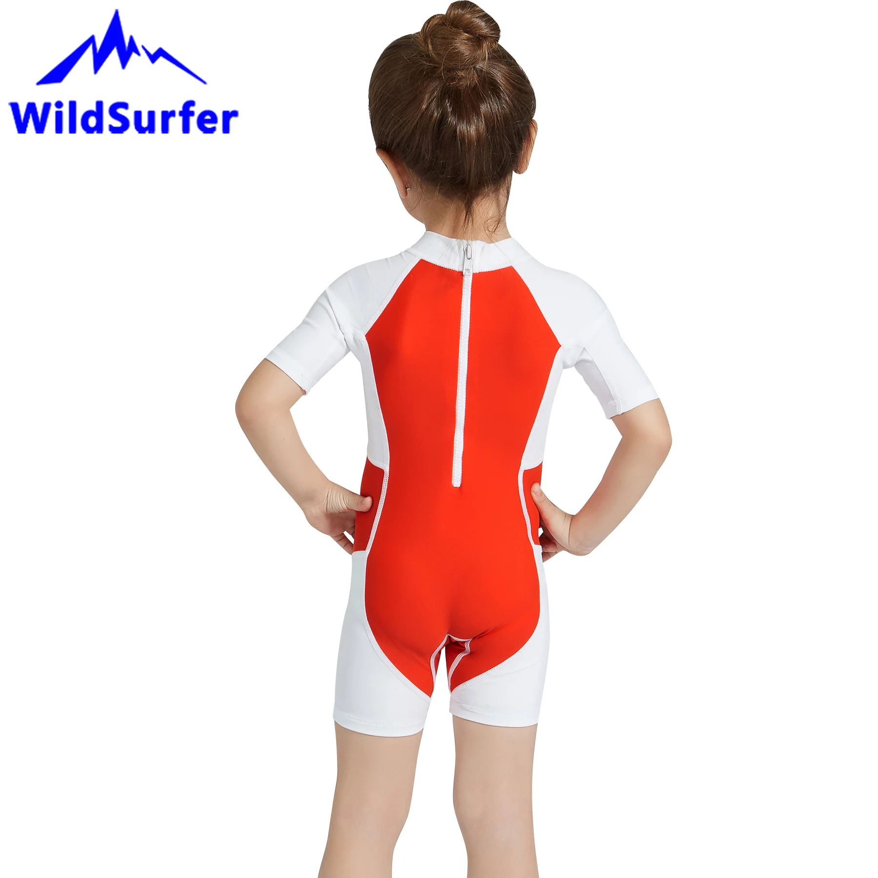 Детский слитный купальник WildSurfer одежда для плавания с коротким рукавом и молнией