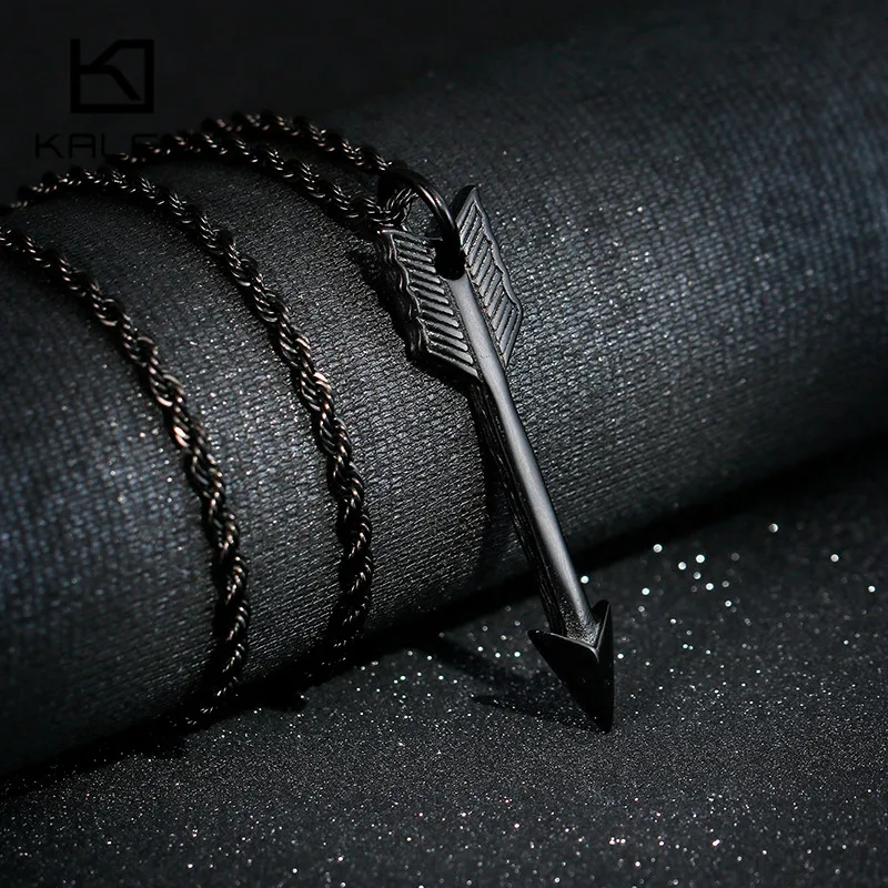 KALEN Rock Arrow кулон ожерелье для мужчин из нержавеющей стали золото/черная длинная