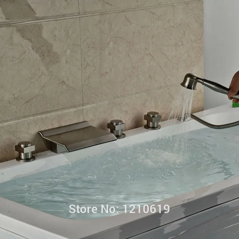 Новый европейский стиль душевая Ванна Смеситель кран ручной душ никель Матовый