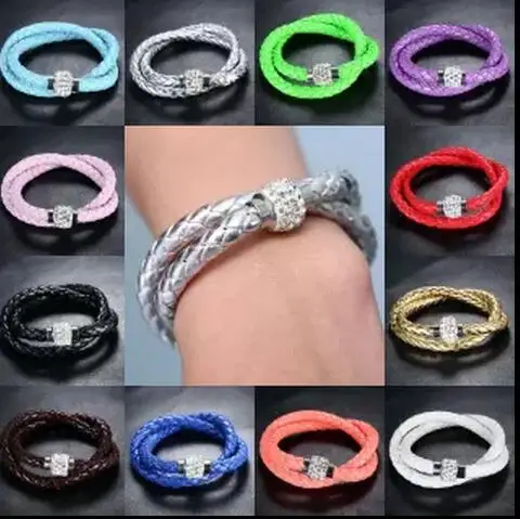 Разноцветный браслет из натуральной кожи Браслет манжета с магнитной застежкой