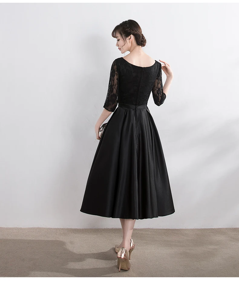 Robe de soiree Черное вечернее платье длиной до колен с круглым вырезом на шнуровке платья для выпускного вечера индивидуальный заказ
