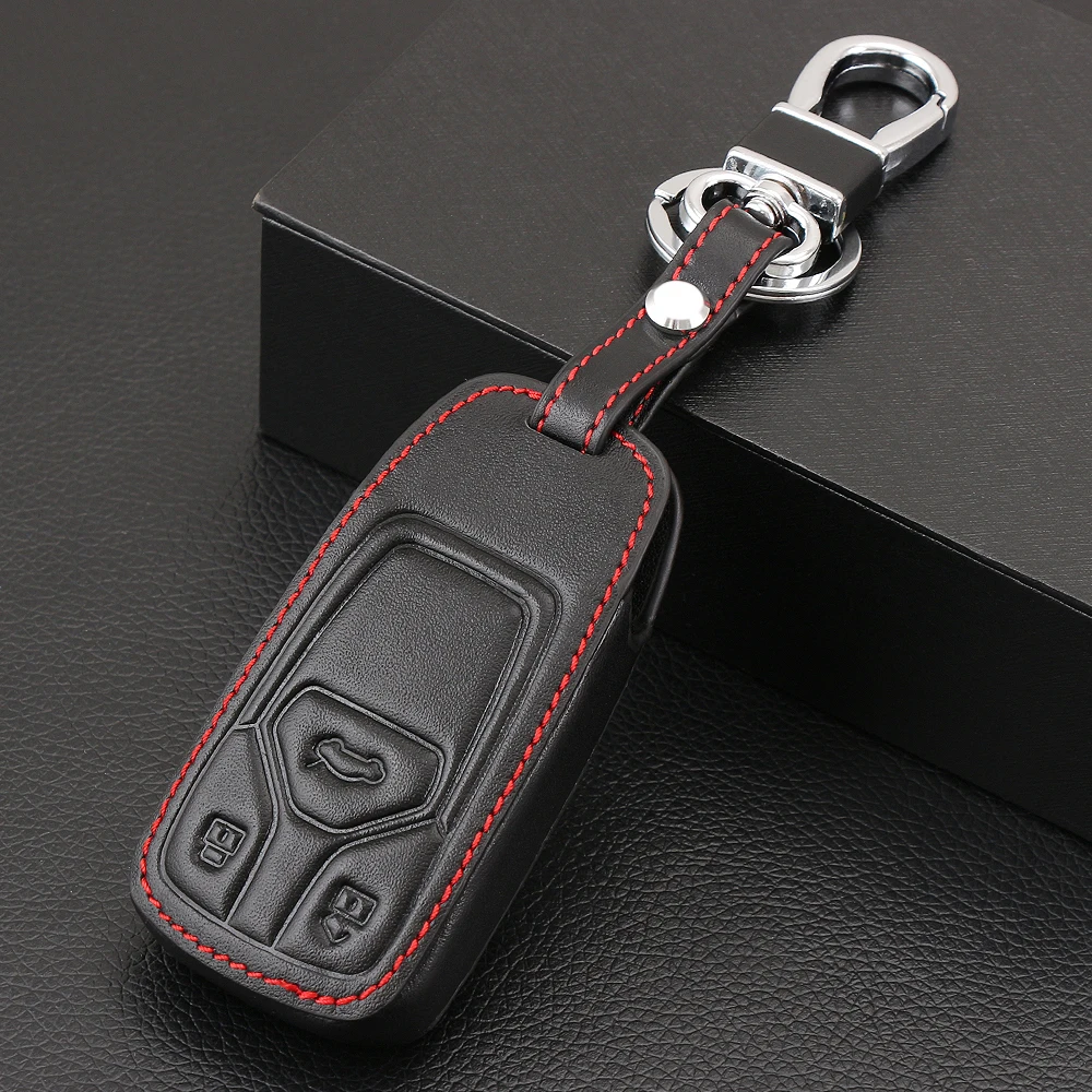 Чехол для ключа автомобиля из натуральной кожи Защитная Наклейка Audi Q7 TT A4 B9 2016 2017