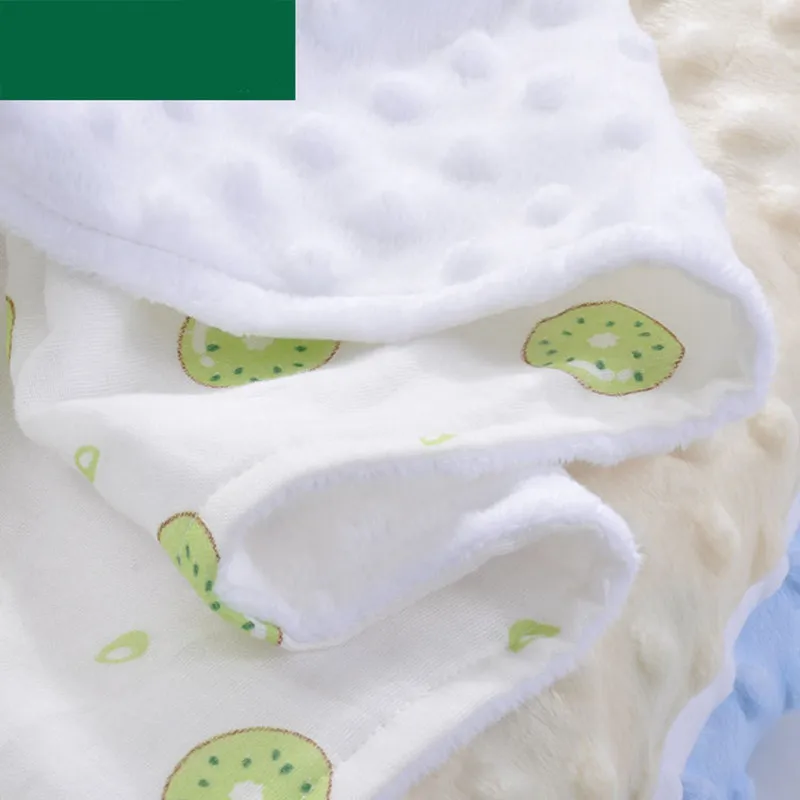 3D dot star 2 layers cotton muslin face+fleece coral minky back soft thermal toddler child baby blanket bedding quilt swaddle | Мать и