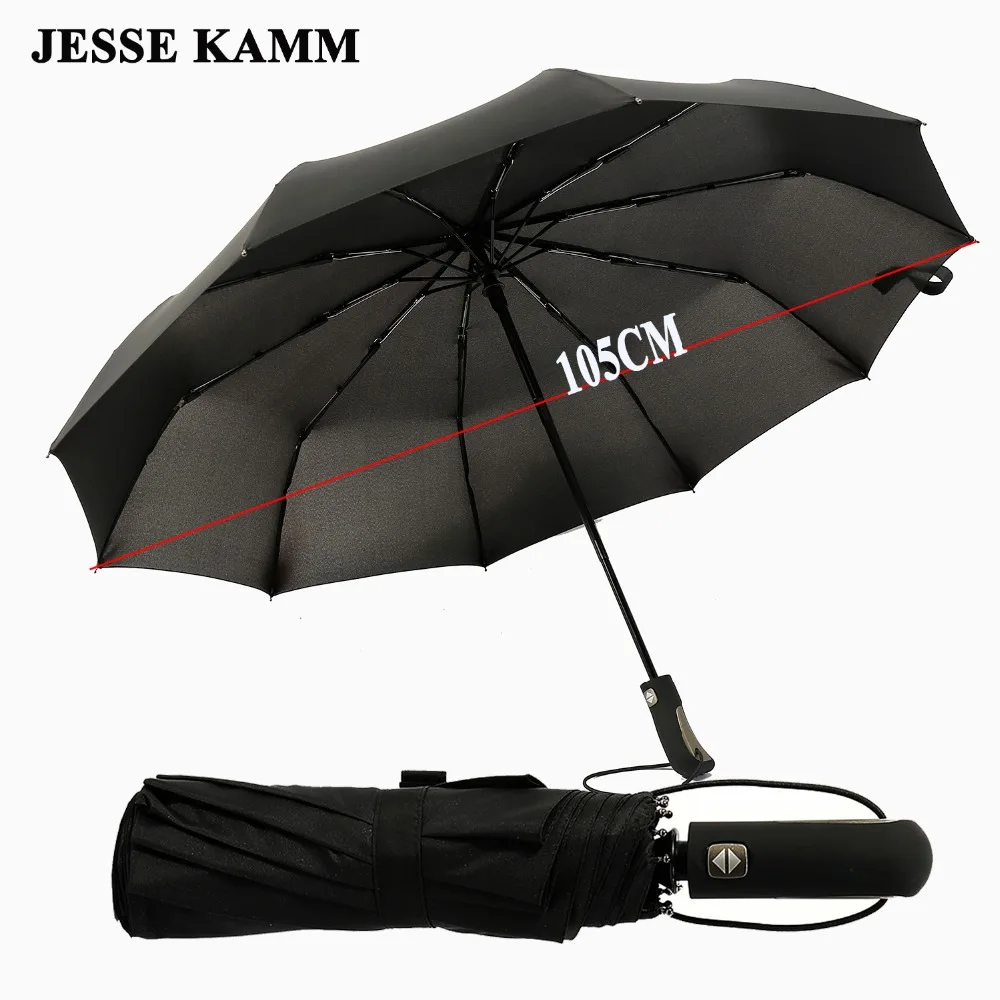 JESSE KAMM Большой сильный модный ветрозащитный мужской нежный складной компактный полностью автоматический дождевик высокого качества эпонж Зонты
