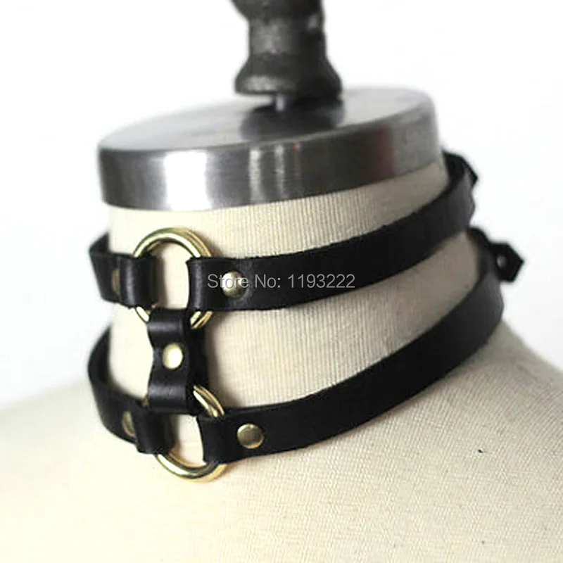 Кожаный ошейник-чокер ручной работы в стиле панк-рок | Украшения и аксессуары