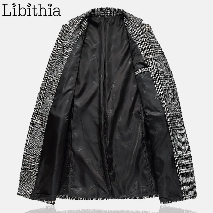 Мужское длинное облегающее пальто с двумя кнопками зимний Блейзер большого