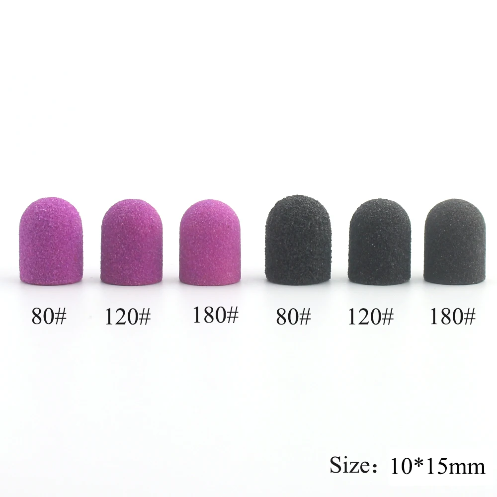 20pcs 10*15mm Electric Nail Drill Bit Plastic Base Sanding Caps Rubber Grip Mills Cutter for Manicure Pedicure Drill Accessories images - 6