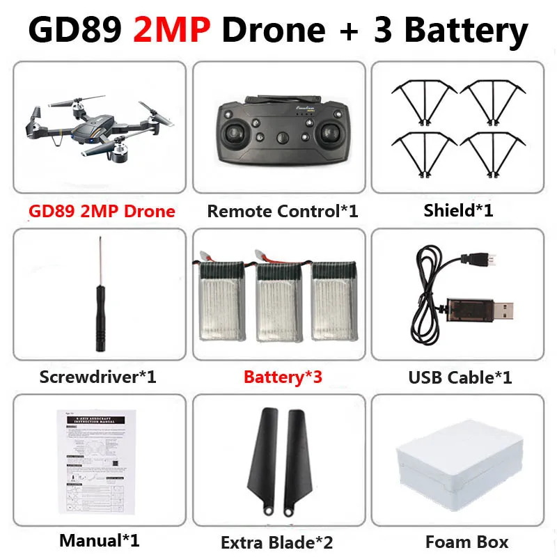 GW58 2MP 3B Foam GW58 складной Дрон с камерой HD 2MP FPV Wi-Fi высота удержания антенна видео селфи RC Квадрокоптер вертолет детская игрушка VS SG106 E58 - Цвет: GW58 2MP 3B Foam