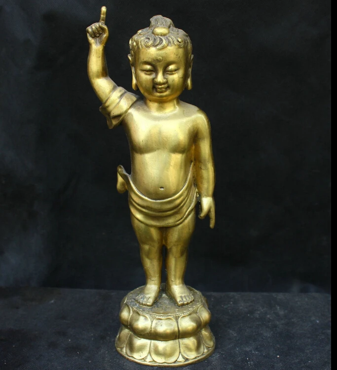 Chinese Temple Fengshui Lucky Money Brass Statue Sakyamuni Buddha Sculpture |