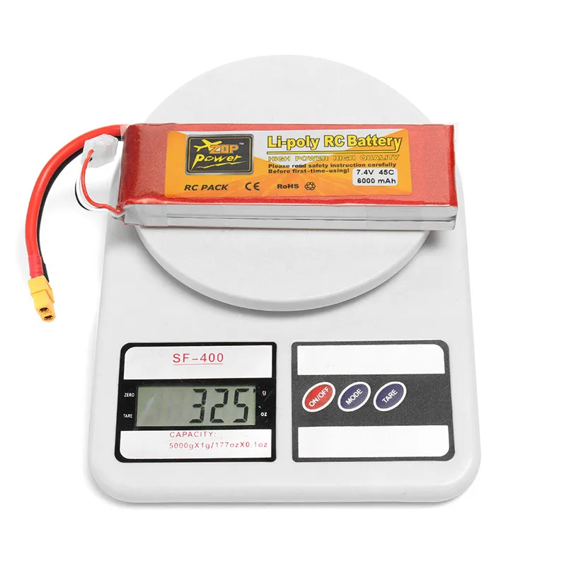 ZOP Мощность 7 4 V 6000 мА/ч 45C 2 S Lipo Батарея XT60 разъем для Радиоуправляемый гоночный
