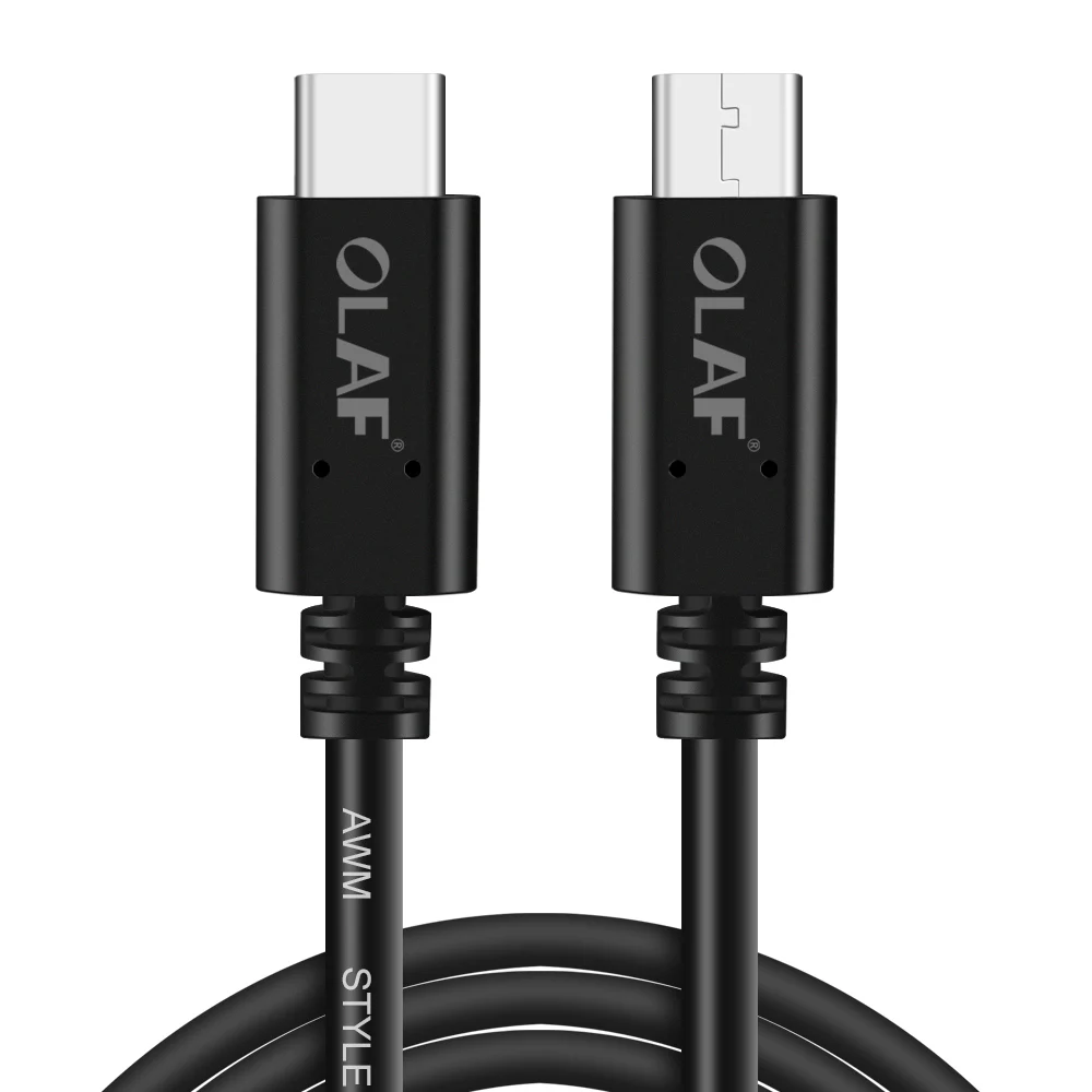 Олаф usb c к usb-c кабель 3A PD Быстрая зарядка type c к type-c кабель для samsung S9 переключатель Macbook Синхронизация данных usbc зарядный кабель - Цвет: Черный