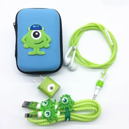 Мультяшный USB кабель для наушников набор протекторов с коробкой наклейки намотки