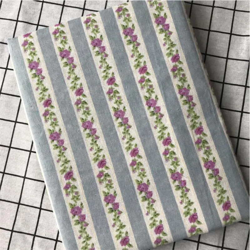 Ширина 150 см льняная хлопковая ткань в полоску/с цветочным принтом Лоскутная