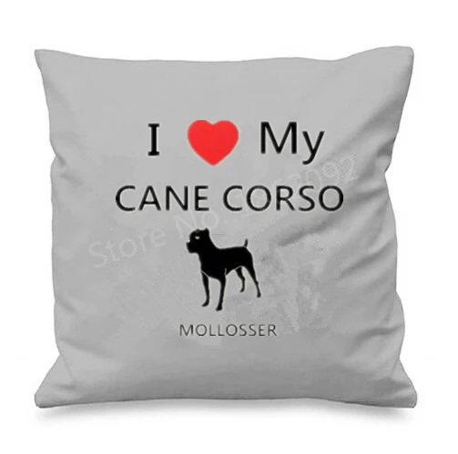 Чехол для диванной подушки тростник Корсо с именем под заказ наволочка Я Люблю