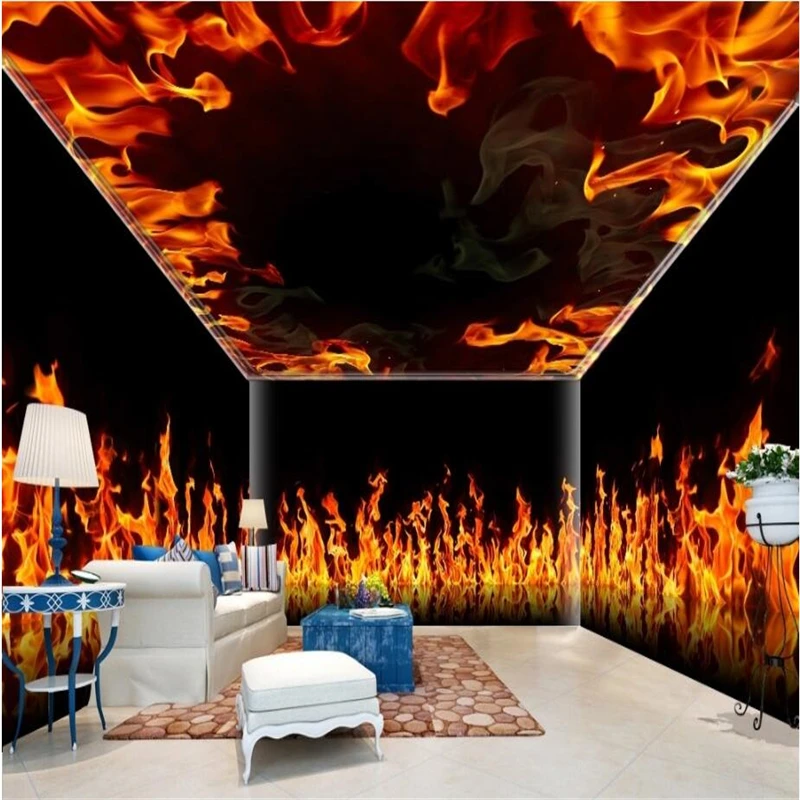 

beibehang Custom 3d wallpapers HD burning flames wallpaper decorative painting whole house backdrop theme space