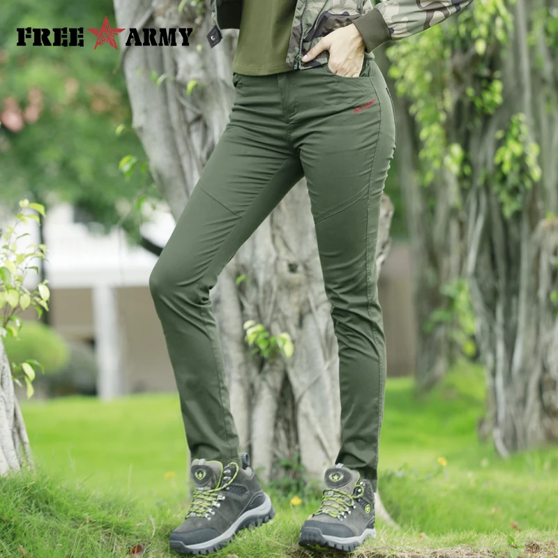

Free Army Elastic Pants Women 2018 Full Length Trousers Autumn Slim Fitting Pencil Pants Zipper Fly Casual Stretch High Waist