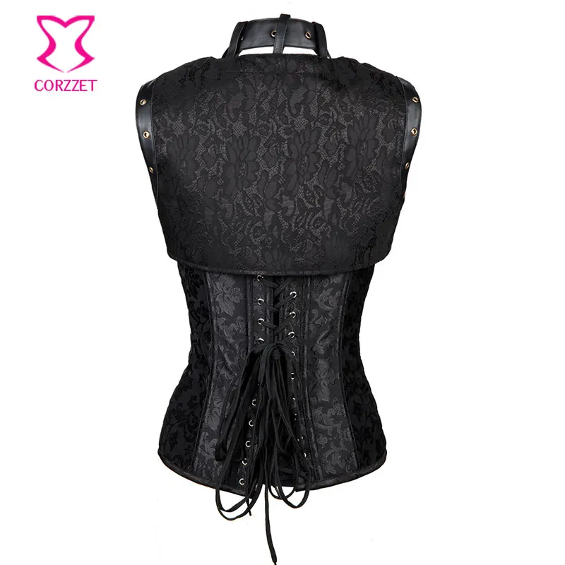 Корсеты и куртки Corzzet винтажные черные корсеты с передней молнией стальными