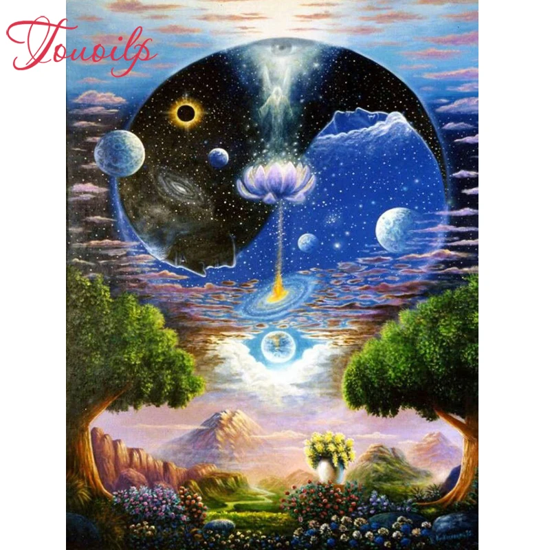 

Touoilp Diamond embroidery 5d diy"yin yang lotus"diamond painting full diamond mosaic puzzle picture of rhinestones cross-stitch