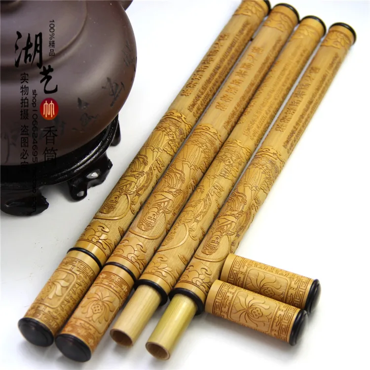 Нефритовая бамбуковая резьба в форме сердца длинная карандашная трубка Алоэ