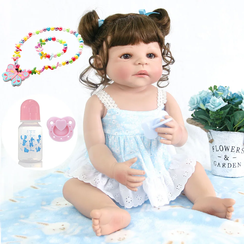 

55cm New Full Body Silicone Reborn Baby Doll Toys For Girls bebe Bonecas rebornreal Newborn Princess dolls child gift toys