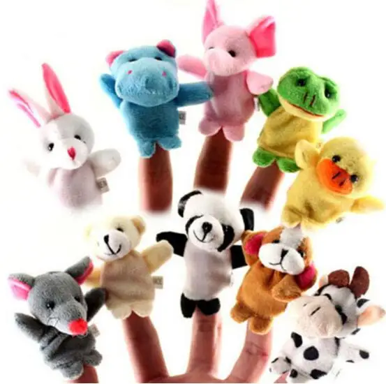 10 шт./лот Мультяшные животные пальчиковые куклы плюшевые игрушки на пальцах