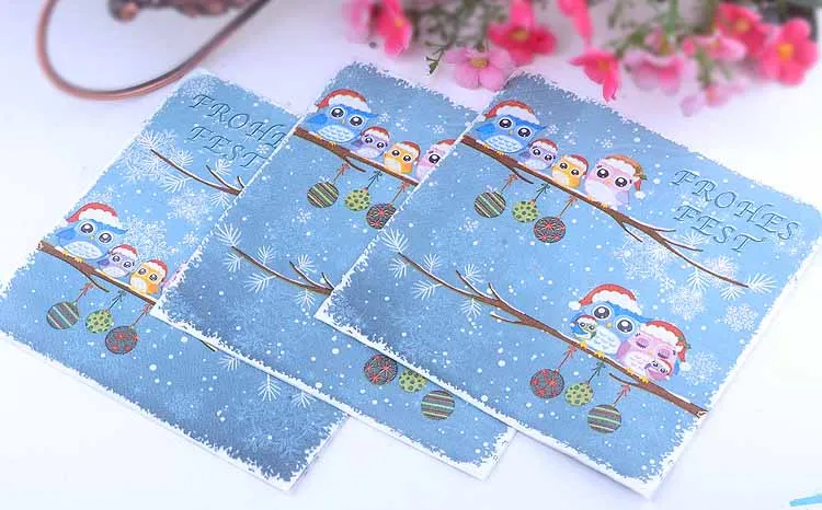 Декупаж свадебные салфетки Бумага синий милый мультфильм животное птица сова Снежная ткань вечерние украшение из полотенца Guardanapo 20 винтажные салфетки