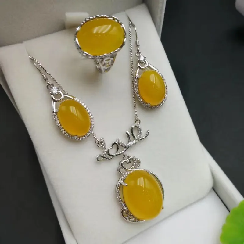 Набор халцедонов цепь из натурального серебра 925 пробы палочки для еды подвеска в