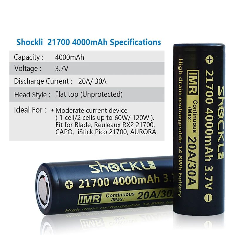 Литий ионная батарея Shockli 21700 4000 мач 3 7 в 30 а литиевая разрядка для электрического