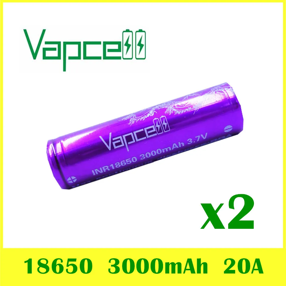 2 шт VAPCELL INR18650 3000mAh 3 7 V перезаряжаемый высокий литиевый блок питания Непрерывный 20A