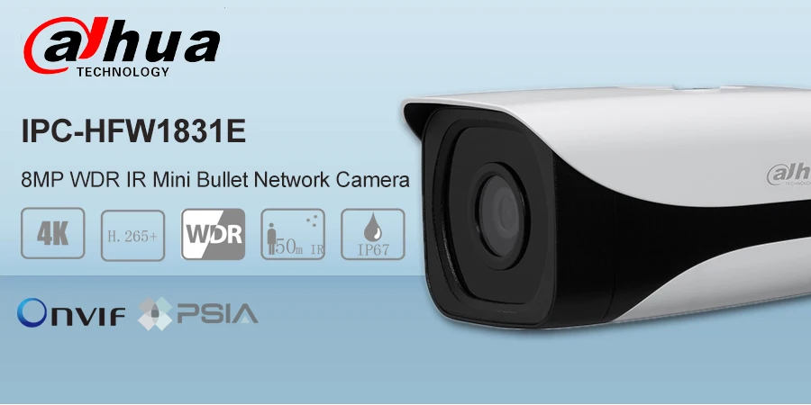 Оригинальная сетевая камера Dahua IPC-HFW1831E 8 Мп WDR IR Mini Bullet с максимальными ИК светодиодами длина 50 м IP камера IPC-HFW1831E