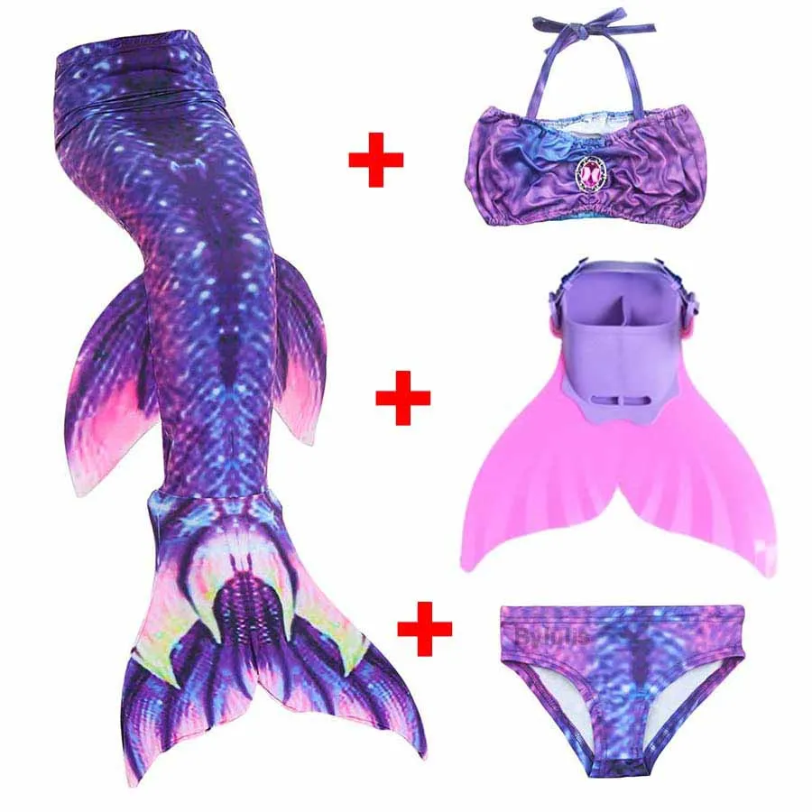 Костюм Русалки с хвостами для девочек 4 предмета костюм w Monofin Kid Zeemeerminstaart Cola De Sirena